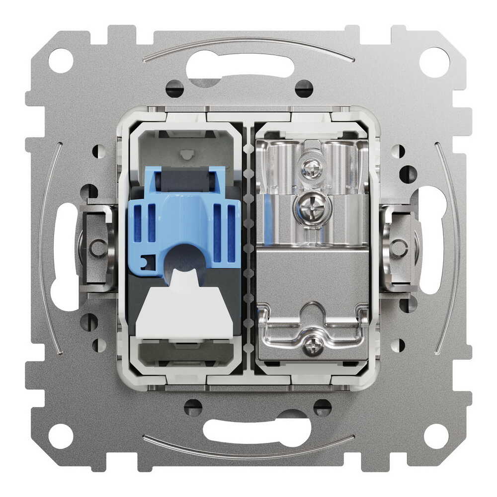 Розетка Schneider Sedna Design алюминий компьютерная RJ45 Cat.6 UTP+TV ( SDD113469T )